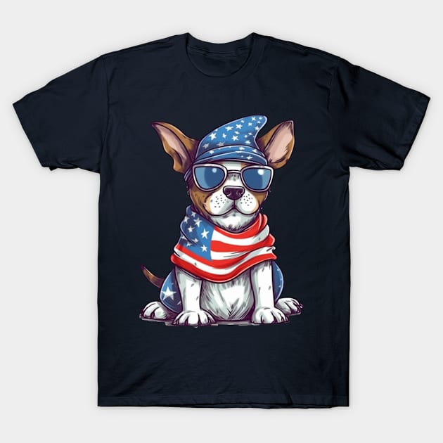 Patriotic Dog, 4th of July Design T-Shirt by PaperMoonGifts